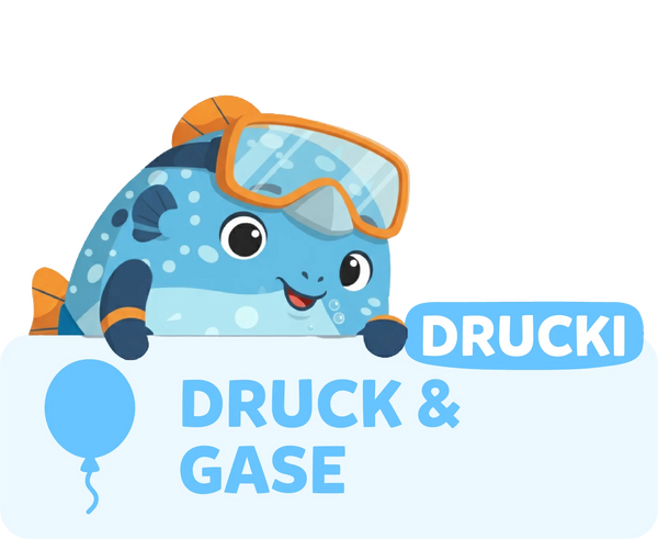 Modolino-Charakter Drucki der Kugelfisch erklärt Kindern spielerisch Druck und Gase.