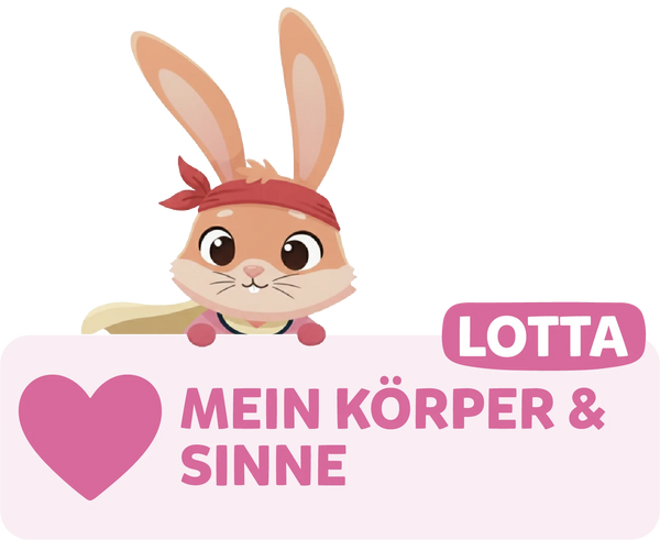 Modolino-Charakter Lotta das Kaninchen erklärt Kindern spielerisch Körper und Sinne.